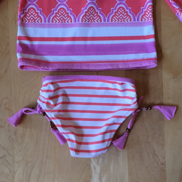 CABANA LIFE | Coral Geo 2-Piece Girls Rashguard Swimsuit - Picture 14 of 16